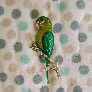 Green and Gold Parrot Brooch